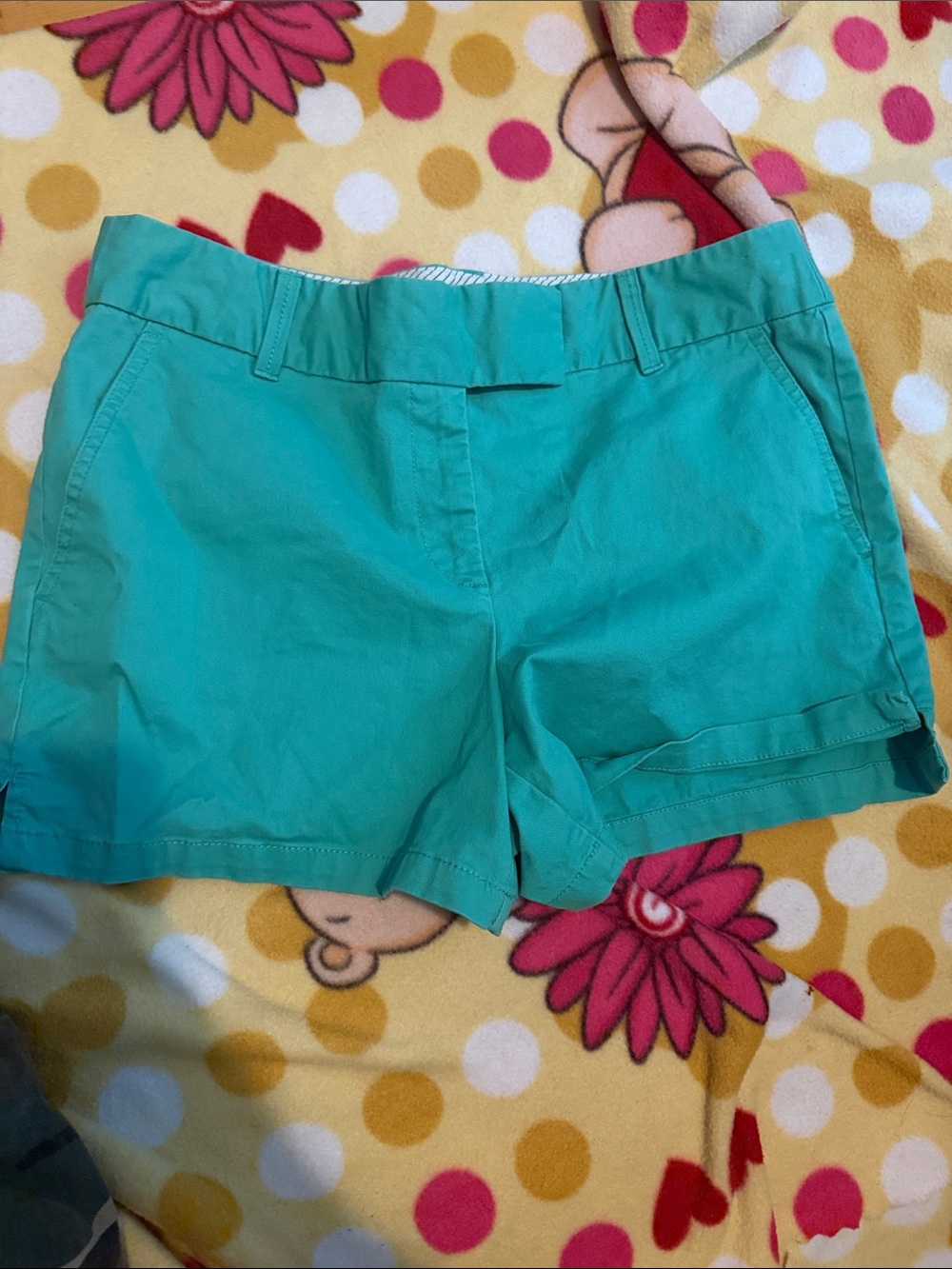 LOFT Teal Cotton Blend Mid-Rise Shorts